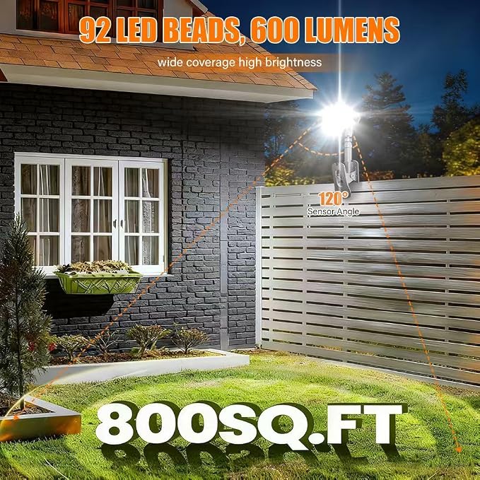 Clip On Solar Lights Outdoor | 92 LEDs 600LM Motion Sensor Lamp - Image 5
