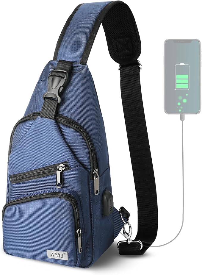 AMJ Crossbody Sling Bag Men Women, Casual Shoulder Backpack, Chest Daypack by AMJ