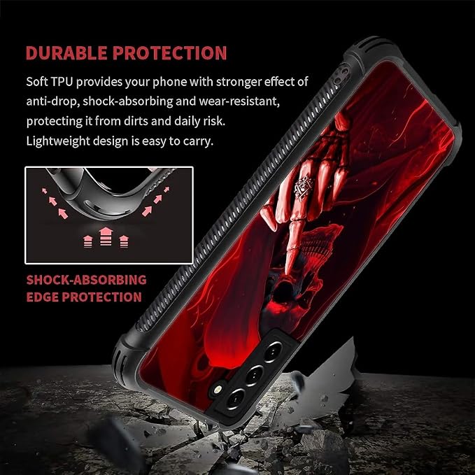for Samsung Galaxy S21 Case, Gestures Funny Skull Pattern Graphic Design Girl - Image 5