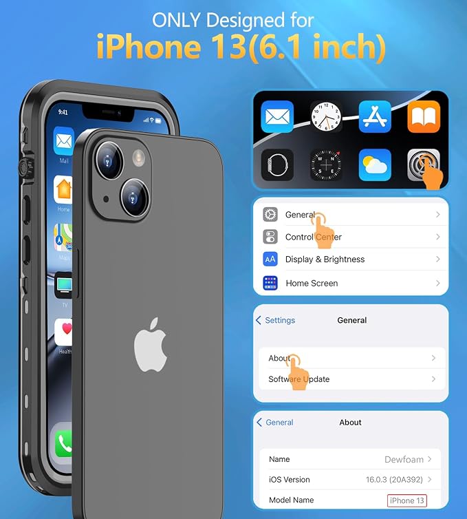 Design for iPhone 13 Case Waterproof, Full Body Underwater Dustproof Shockproof - Image 2