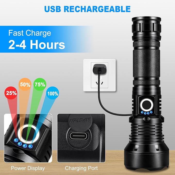 KINGCAESAR Flashlights High Lumens Rechargeable, 2 Pack 90, 000 Lumens Super - Image 3