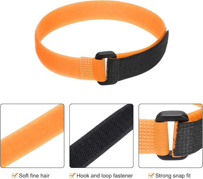 MECCANIXITY 5Pcs Reusable Battery Tie Down Straps, 0.8x20" Orange Nylon - Image 3