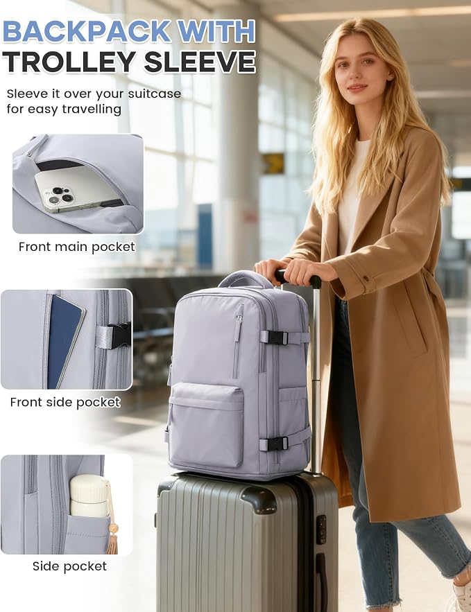 WONHOX Large Travel Backpack Carry on Flight Approved Laptop Work Business - Image 6