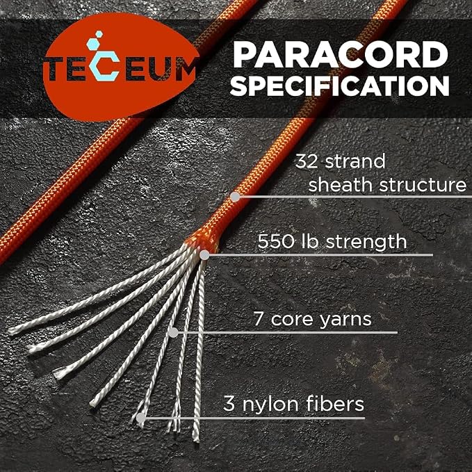 TECEUM 5/32" Paracord Rope 1000 – 1000ft / 200ft / 100ft / 50ft – Tactical - Image 2