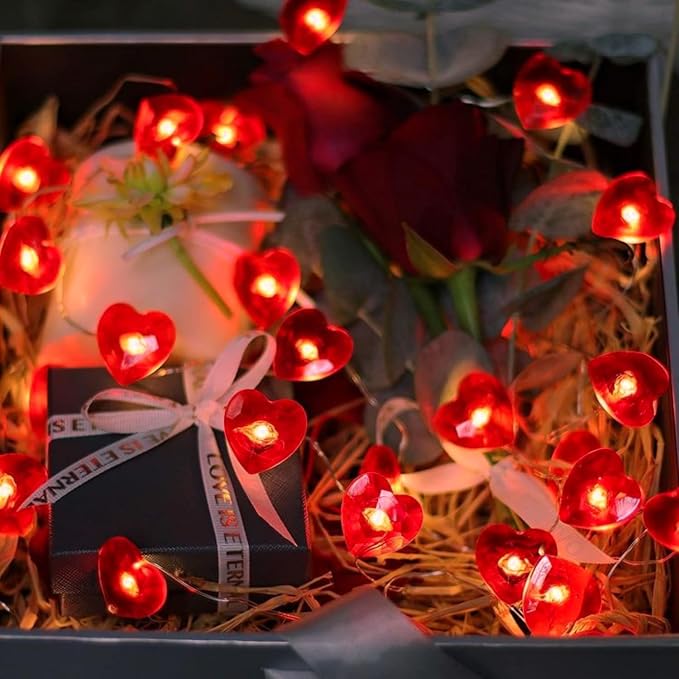 10FT Red Heart Fairy Lights Battery Operated - Image 6