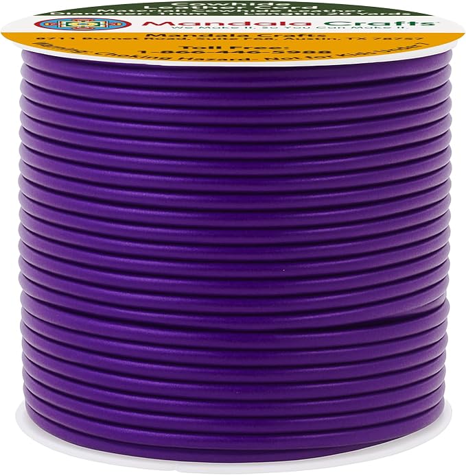 Mandala Crafts Round Genuine Purple Leather Cord - Image 2