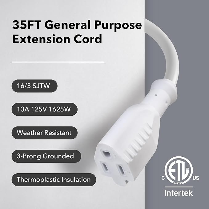 BN-LINK 35ft Outdoor Extension Cord, 16 Gauge General Purpose Power Cord - Image 3