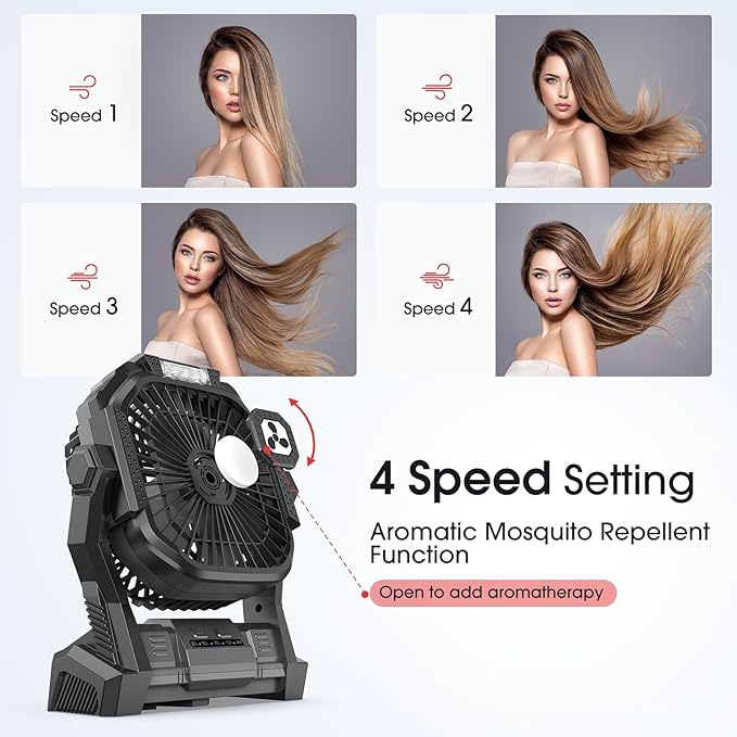 ONLYNEW Portable Fan Rechargeable, 20000mAh Cordless Battery Powered Fan - Image 4