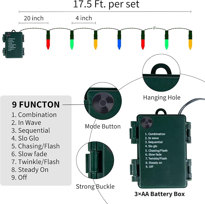 Battery Operated Christmas Lights 2 Pack 18 Feet 50 LED Clear Mini String Lights - Image 5