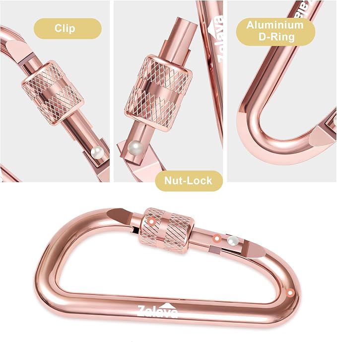 6PCS Carabiner Keychain, 2 inch Aluminum D-Clip Caribeener - Image 5