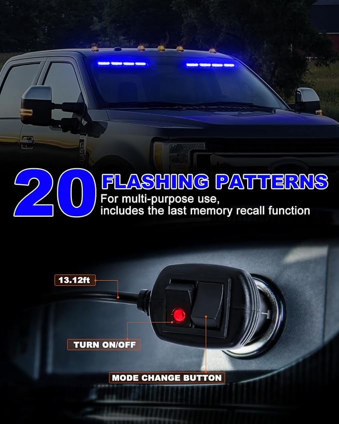 HLauto 6Z4J Emergency Dash Strobe Lights: 2x16.8 inch Blue Safety Lights - Image 4