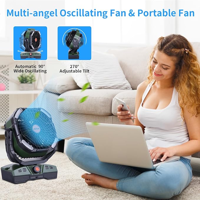 WESTTREE Camping Fan 20000mAh Rechargeable Battery Operated fan Outdoor Tent Fan - Image 4