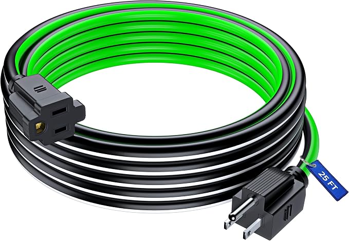Maximm 25 Ft Black, Heavy Duty 3-Prong Outdoor Power Cable, ETL Listed by MaximmCable