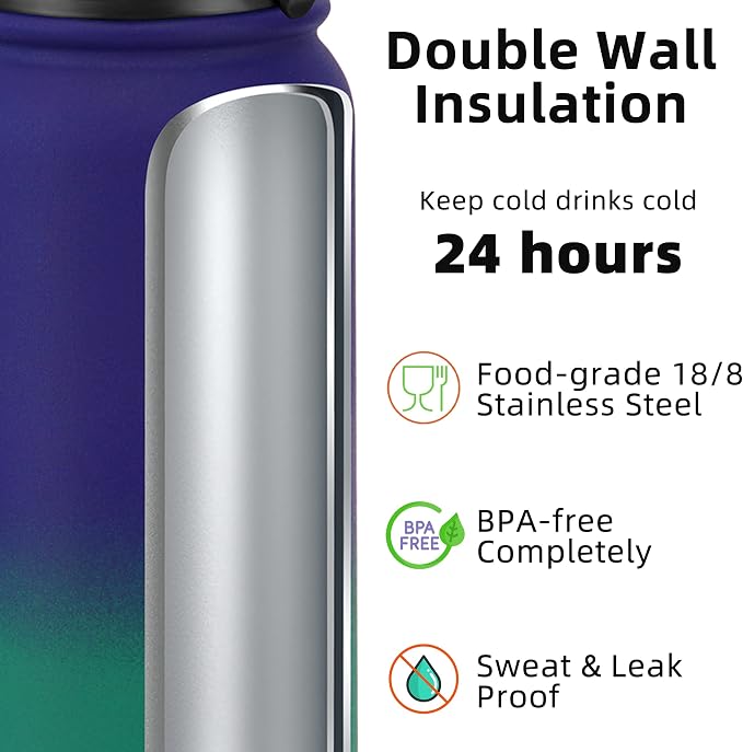 Fanhaw 32 oz Insulated Stainless Steel Water Bottle - Image 3