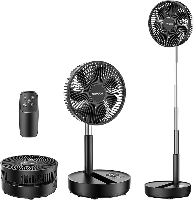 TriPole Portable Standing Fan, 8000mAh Rechargeable Oscillating Fan by TriPole