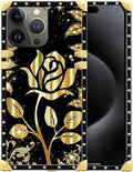Compatible with iPhone 16 Pro Max Case, Shine Gold Rose Luxury Golden Decoration by Unknown