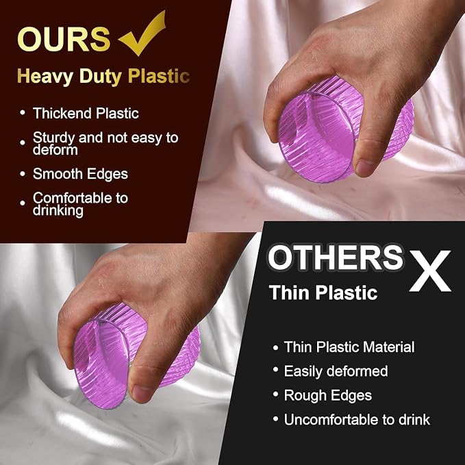 Lueumxc 40 Pack Plastic Ribbed Wine Glasses, 14Oz Origami Disposable Wine - Image 3