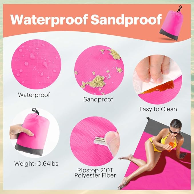 EASYFUN Beach Blanket Sandproof Oversized, Portable Picnic Mat - Image 4