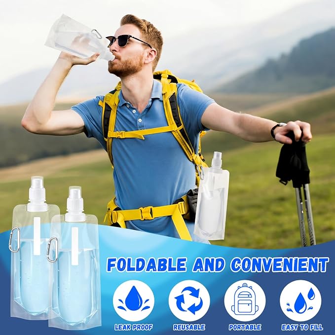 Teenyyou 48 Pack Collapsible Water Bottles Bulk 16oz Foldable Water Bottles - Image 4