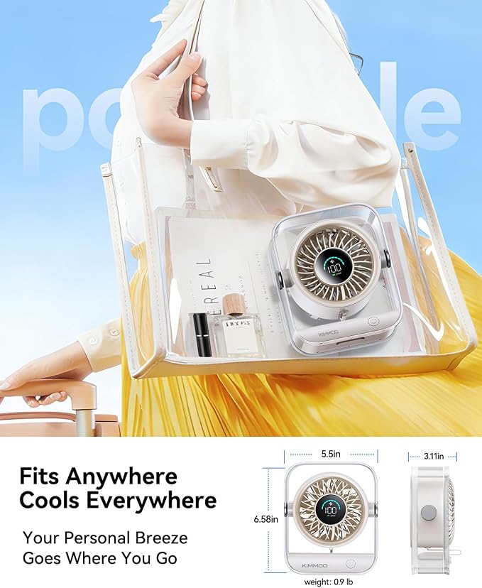 KIMMOO Rechargeable USB Desk Fan, Quiet Table Fan - Image 7