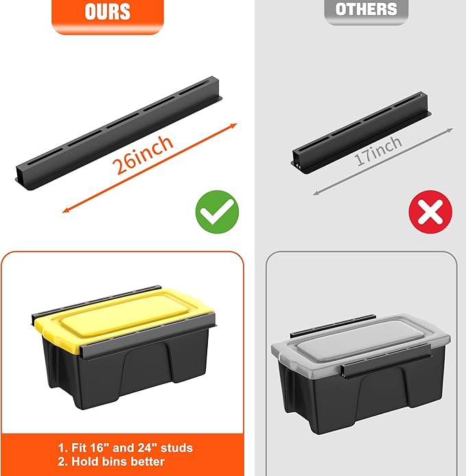 TORACK Garage Ceiling Bin Storage Rack, Overhead Tote Storage Rail System Heavy - Image 5