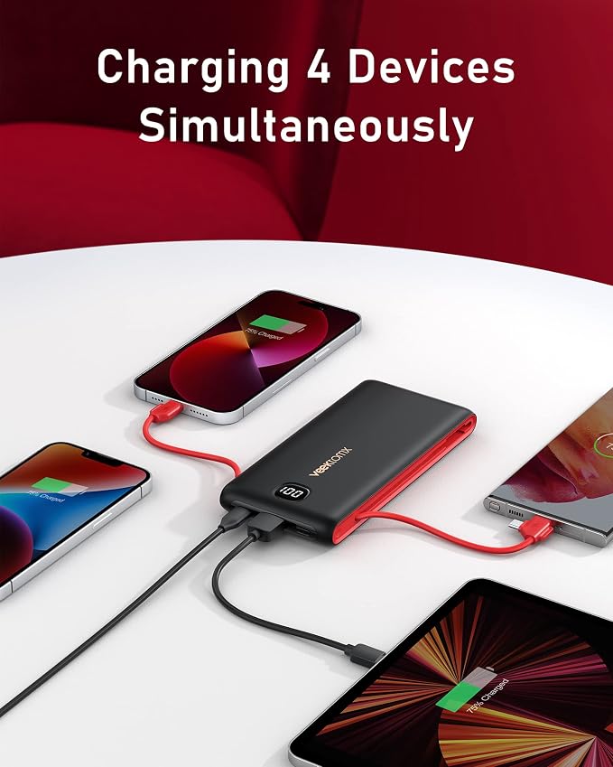 VEEKTOMX Portable Charger with Built in Cables 10000mAh, Power Bank - Image 5
