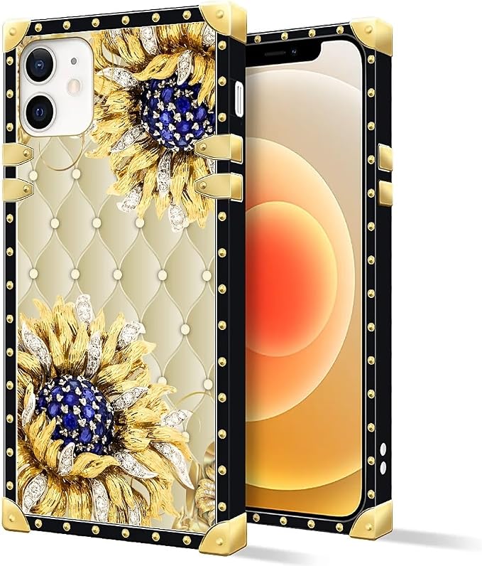 Compatible with iPhone 11 Case, Sunflower Diamonds Leather Luxury Golden - Image 2