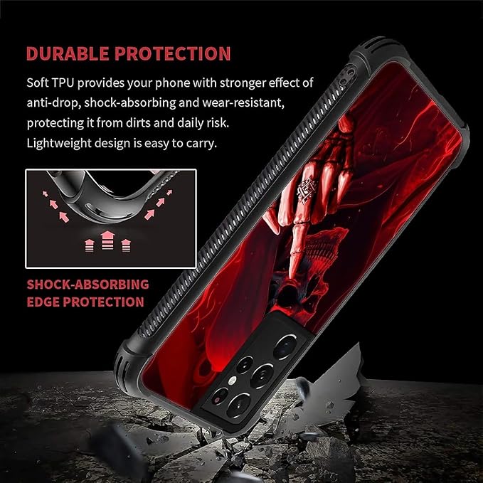 for Samsung Galaxy S21 Ultra Case, Gestures Funny Skull Pattern Graphic Design - Image 6