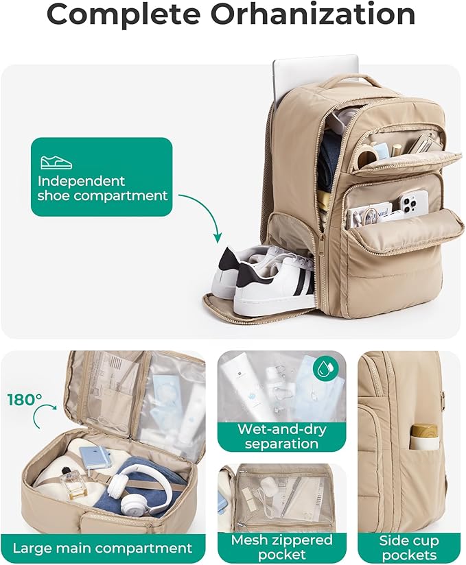 BAGSMART 35L Travel Backpack Women, 17.3 Inch Carry On Backpack Flight Approved - Image 3