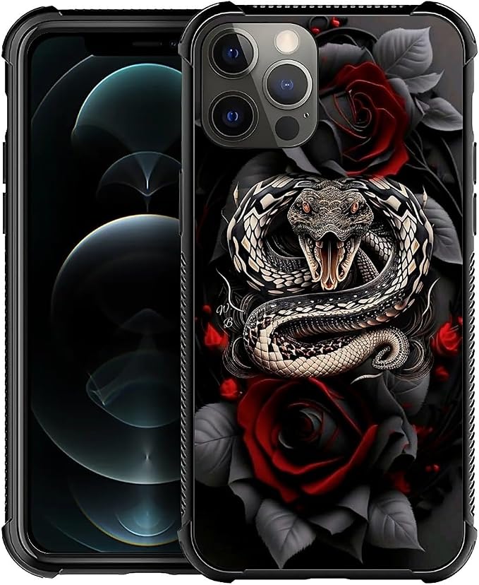 for iPhone 11 Pro Case, Entwined Rose Snake Pattern Graphic Design Girl Boy by FKBRCL4U