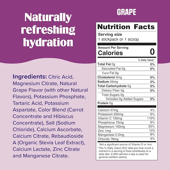 Ultima Replenisher Daily Electrolyte Powder – Grape, 20 Stickpacks – Zero Sugar - Image 3