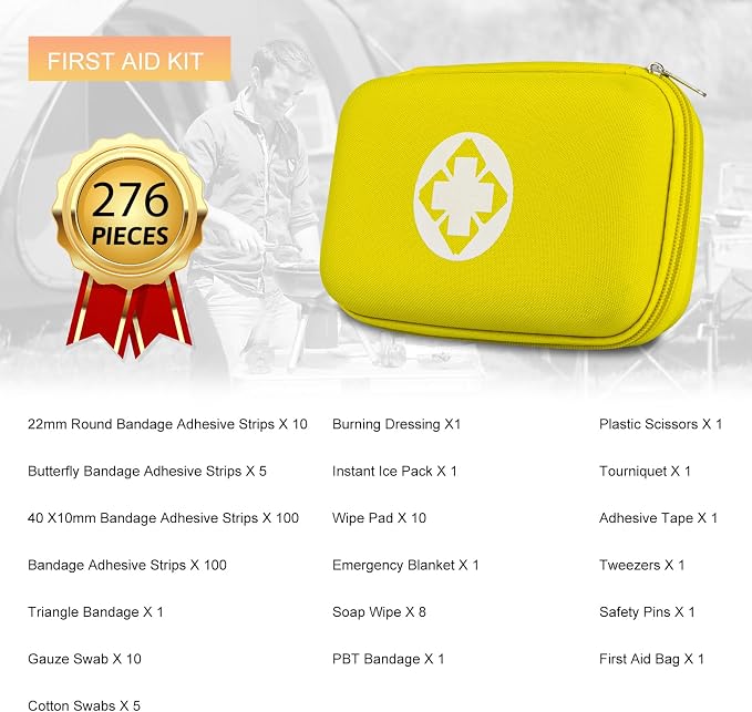 276PCS Hiking First Aid Kit for Home Personal Emergency Supplies Compact Bag - Image 2