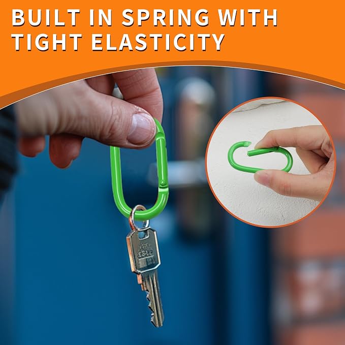 16 Pcs Carabiners Clip, Oval Shape Cute Carabiner Keychain Clip Aluminum Hook - Image 4