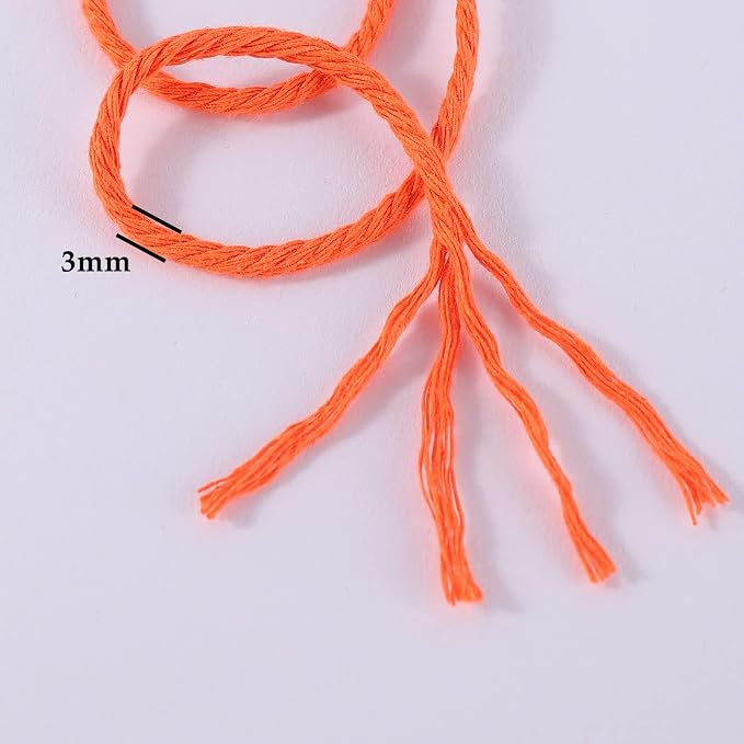 Orange Macrame Cord 3mm x 109 Yards, Colored Cotton Rope - Image 3