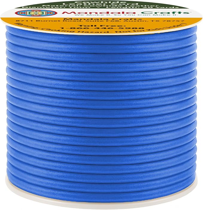 Mandala Crafts Round Cowhide Genuine Blue Leather Cord - Image 2