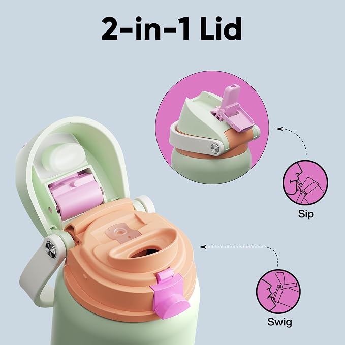 Insulated Water Bottle with Straw - Image 3