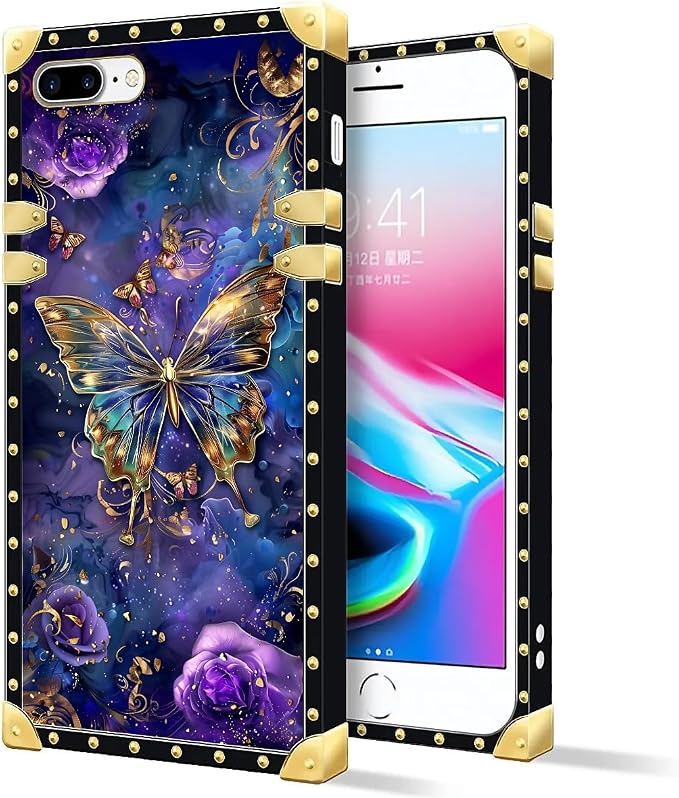 Compatible with iPhone 8 Plus 7 Plus Case, Glistening Golden Butterfly Vibrant - Image 2