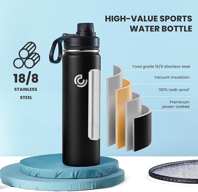 Sports Water Bottle 22oz, Insulated Water Bottle - Image 3