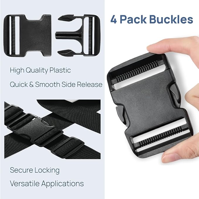 4 Pack 1.5 Inch Buckle Quick Side Release, Heavy Duty Plastic Side Release - Image 2