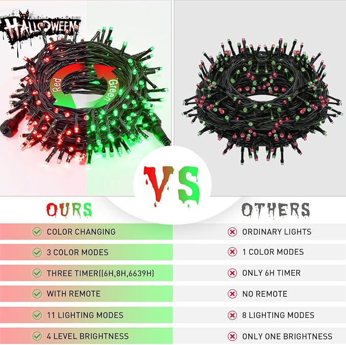 JMEXSUSS 200 LED Christmas Lights Outdoor, 66ft Red and Green String Lights - Image 8