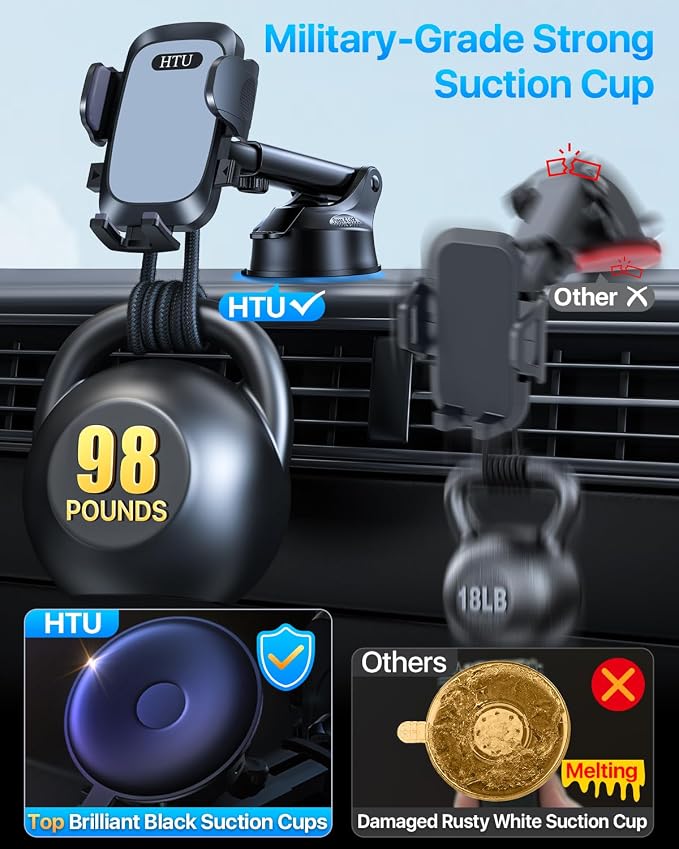 【98+LBS Strongest Suction & Military-Grade】Ultimate Car Phone Mount【Patent & - Image 3