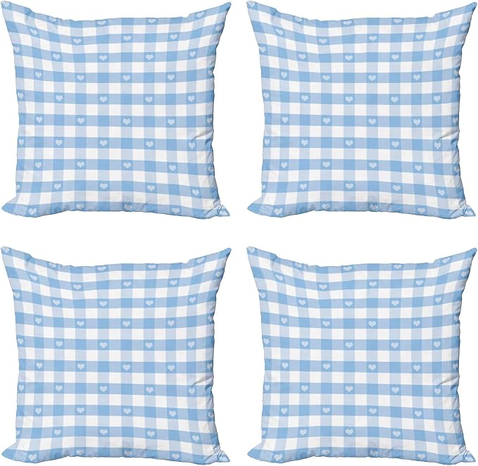 Ambesonne Checkered Decorative Throw Pillow Case Pack of 4, Gingham Motif by Ambesonne