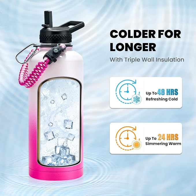 RAYMYLO Insulated Water Bottle 87 oz, Triple Wall Vacuum Stainless Steel - Image 2