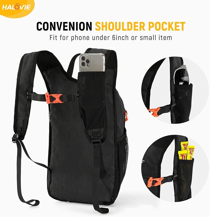 HALOVIE 15L Foldable Hiking Backpack Phone Pocket Lightweight Travel Daypack - Image 2