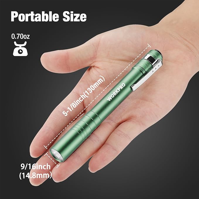 WORKPRO LED Pen Light, Aluminum Pen Flashlights, Pocket Flashlight - Image 2