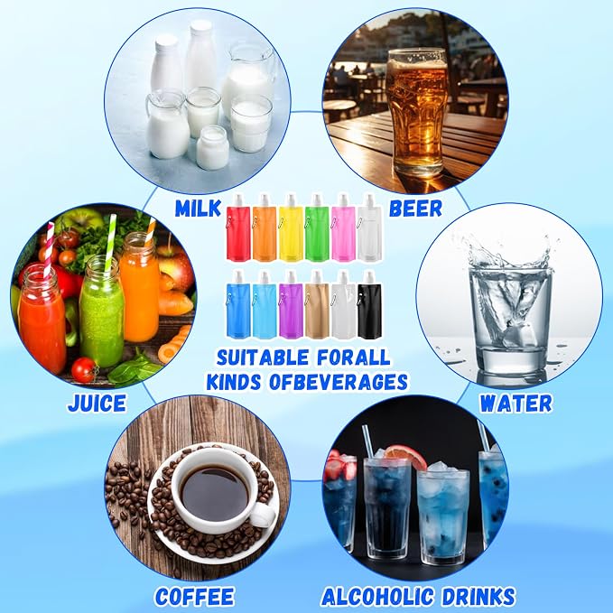 Teenyyou 24 Pack Collapsible Water Bottles Bulk 16oz Foldable Water Bottles - Image 7