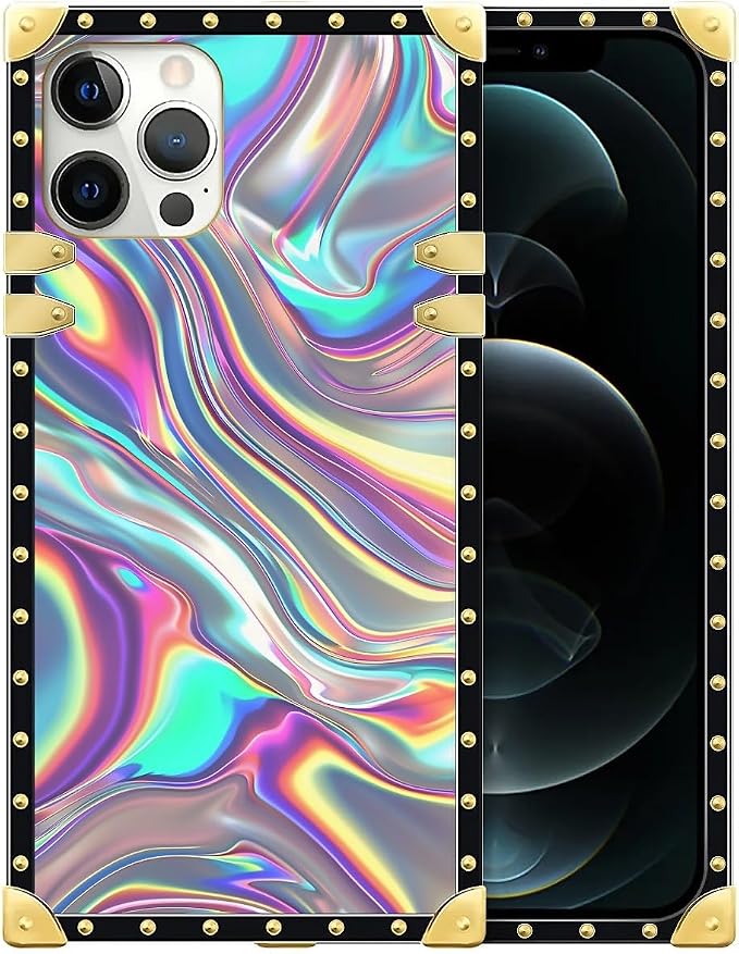 Compatible with iPhone 12 Pro Max Case, Holographic Abstract Iridescent by Unknown