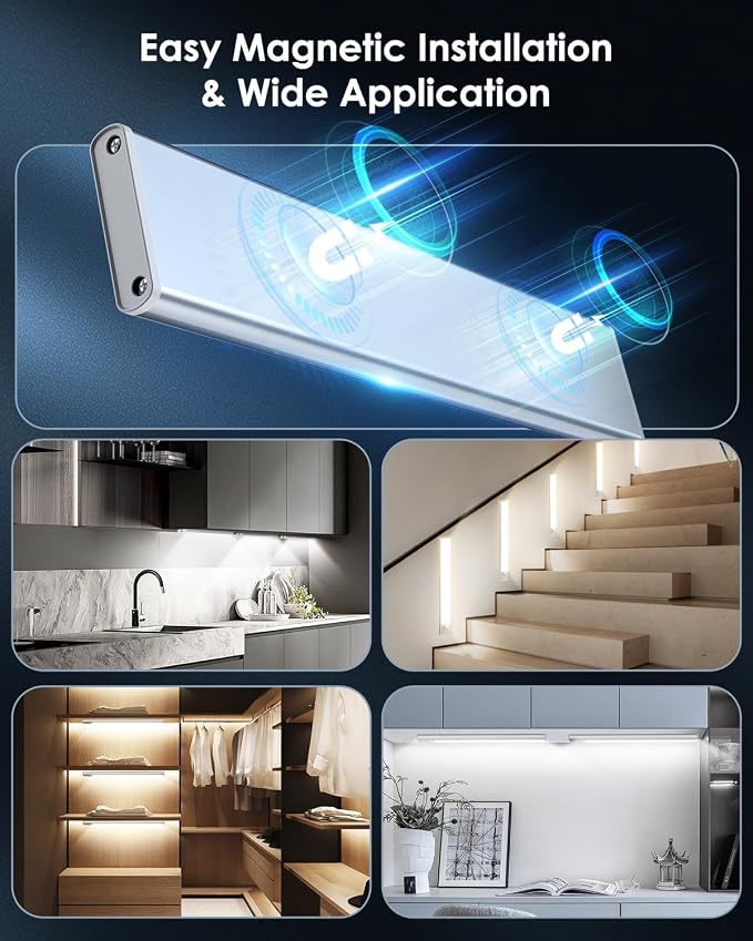 VerRon 14in Under Cabinet Lighting, 3200mAh Rechargeable Battery Powered Closet - Image 6