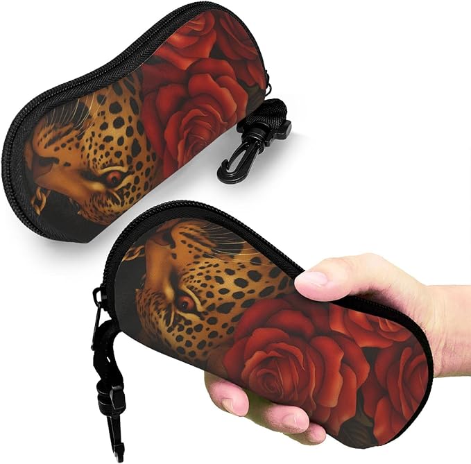Watercolor Orca Whale Glasses Case Neoprene Portable Zipper Eyeglass Bag - Image 7