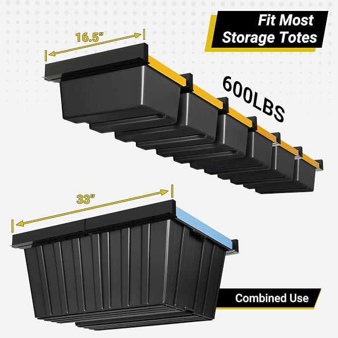 6-bin Overhead Garage Storage Rack, Ceiling Storage Racks Heavy Duty, Powder - Image 4